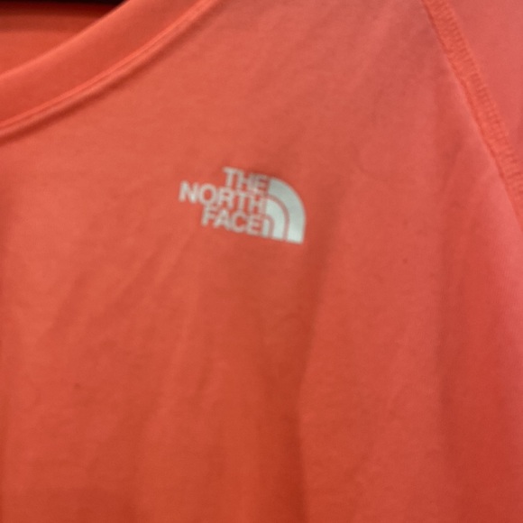 The North Face Neon Coral V neck Women's XL *some damage- spot and thread - Picture 2 of 7